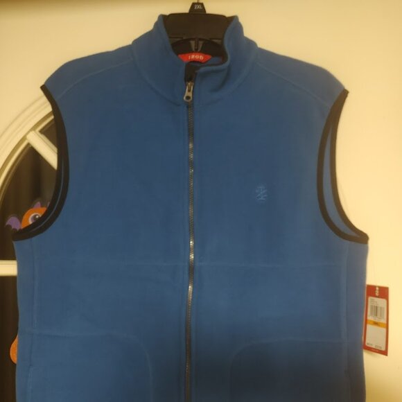 New Izod Dark Blue Polar Fleece Zip Up Vest Size Men's Small - Picture 2 of 2